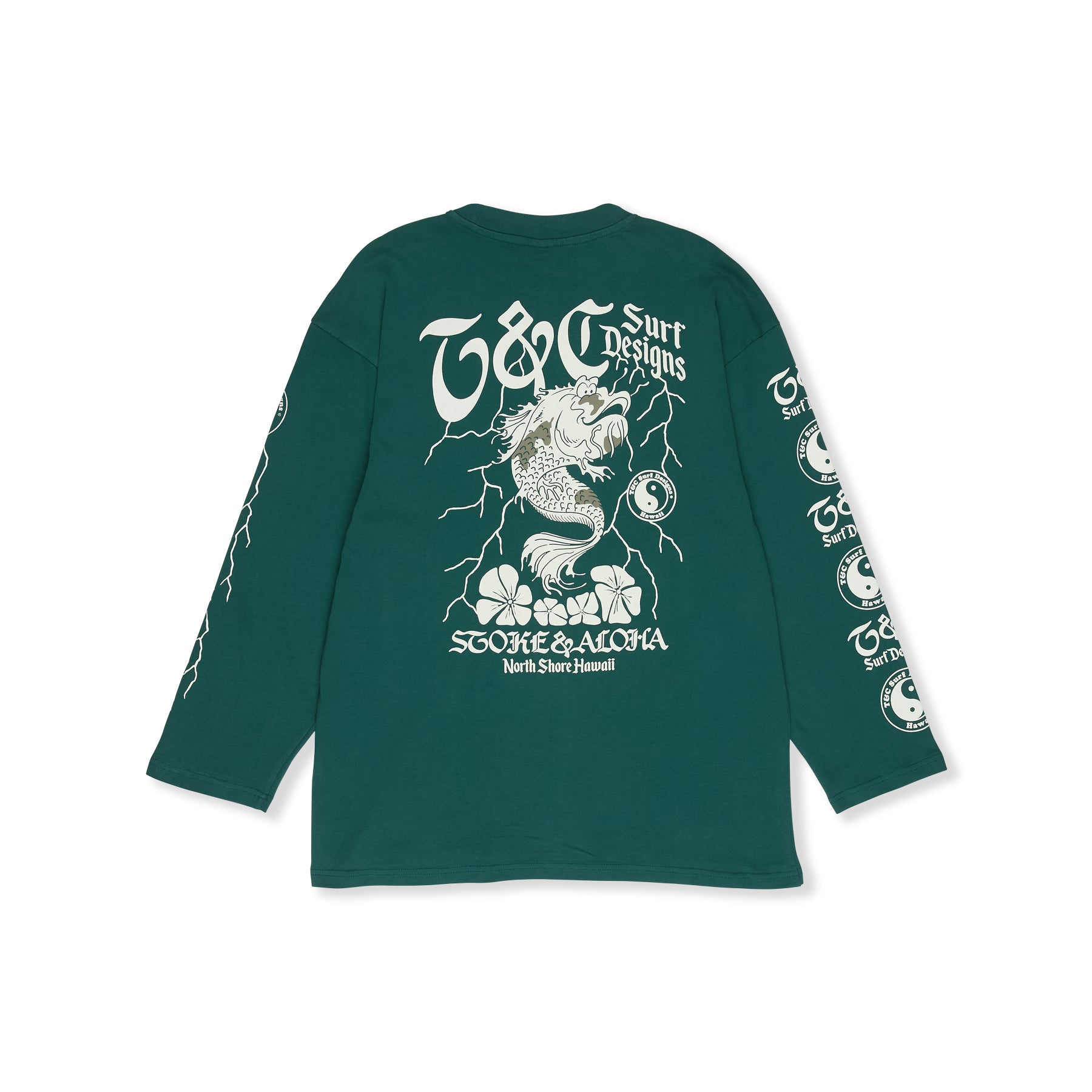 T&C Surf Designs Koï Lightning  L/S Tee-Green Sea