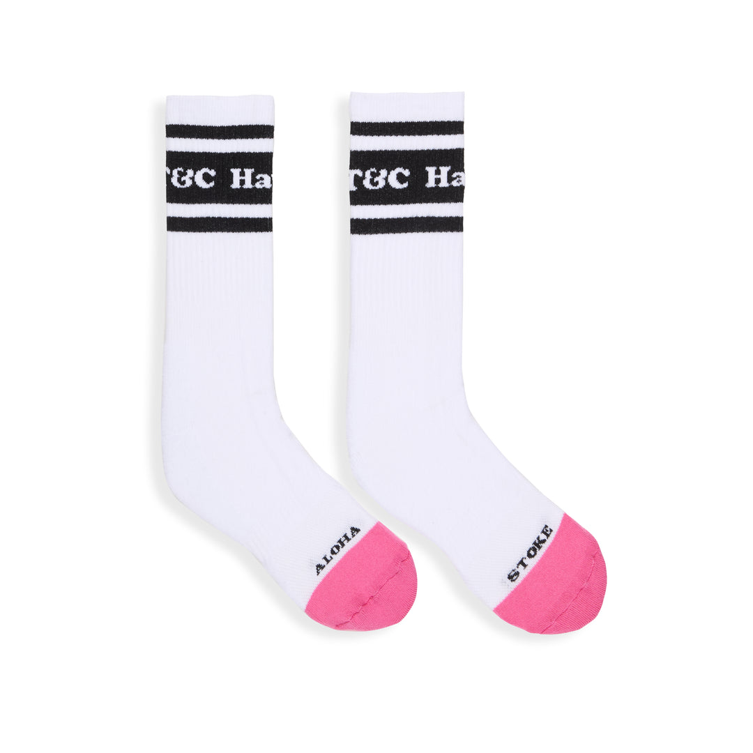 T&C Surf Designs Pearl Socks - White Black Pink