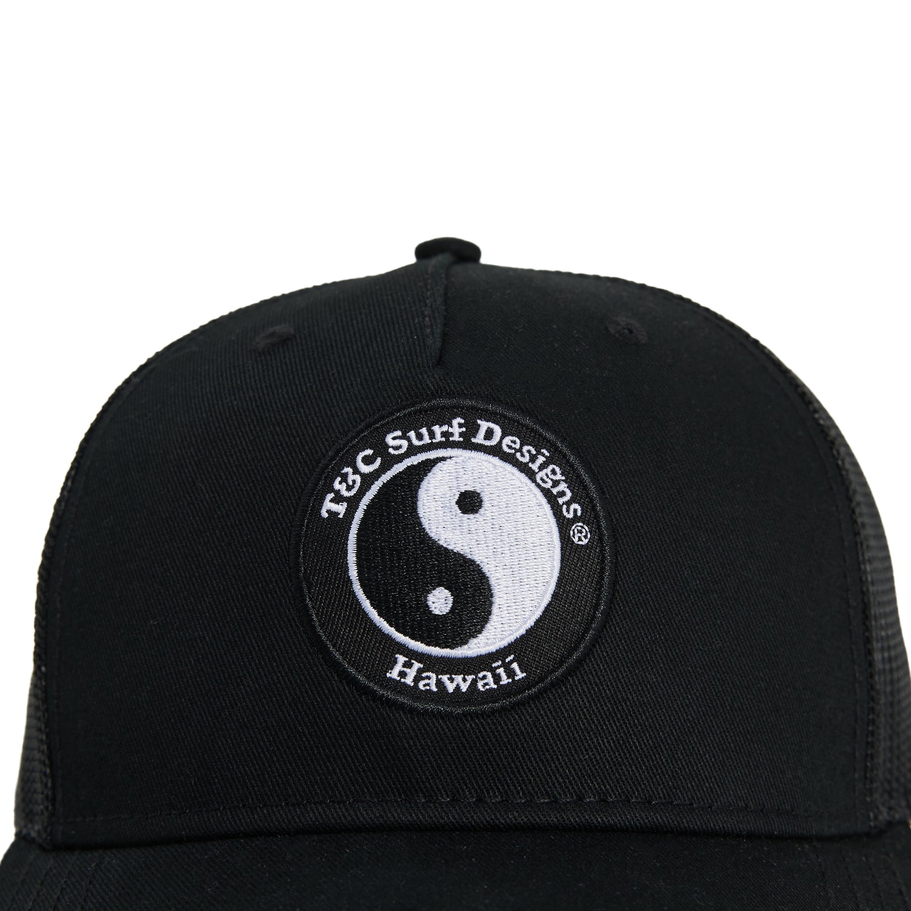 T&C Surf Designs YY Trucker Cap - Black Black White logo