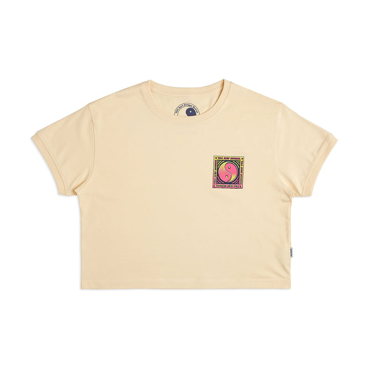 Women Distress Ringer YY S/S Tee - Bone Yellow