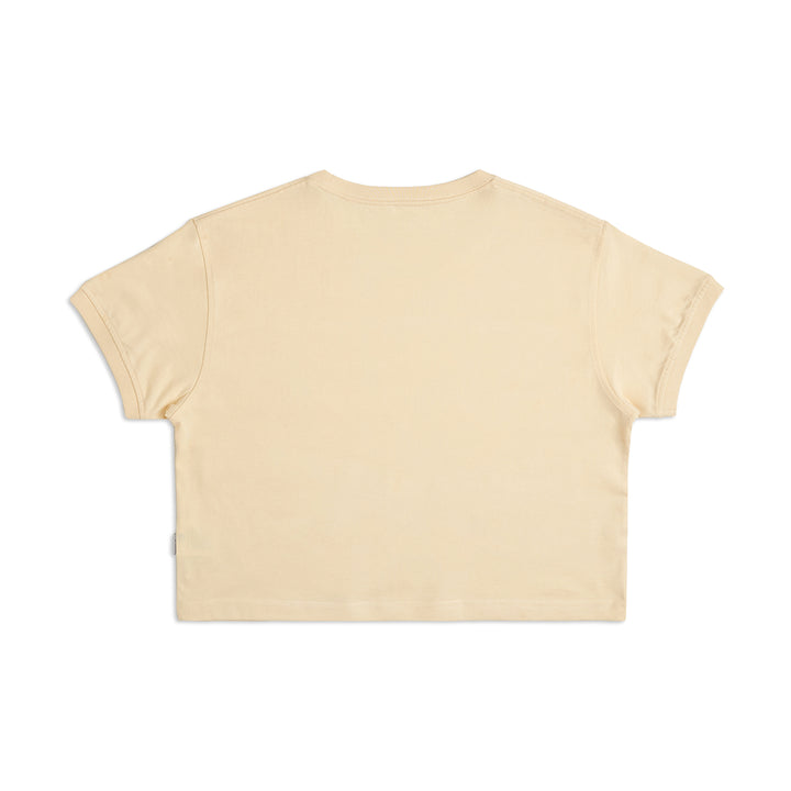 Women Distress Ringer YY S/S Tee - Bone Yellow